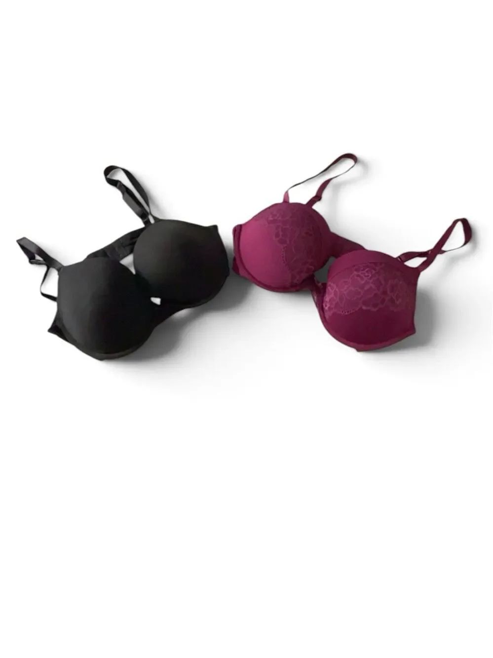 Maidenform 36C Bra Lot of 2 Black Berry Plum Lace Molded Underwire NWT No Tags